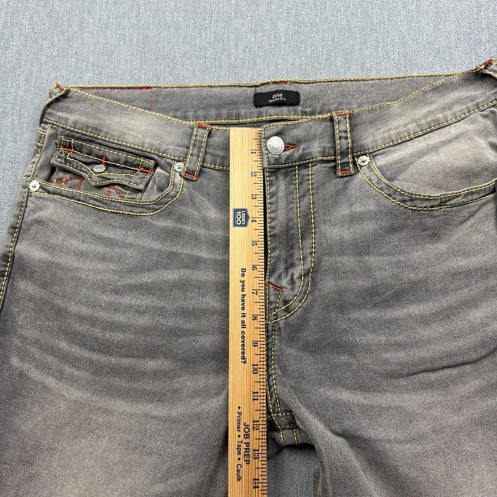 True Religion Jeans Mens 38x32 Gray Geno Big T Flap Pocket Slim Fit Pants NWT